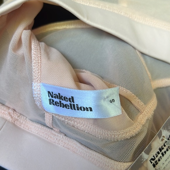 NAKED REBELLION nude mesh v neck shear bra | small - Picture 6 of 7